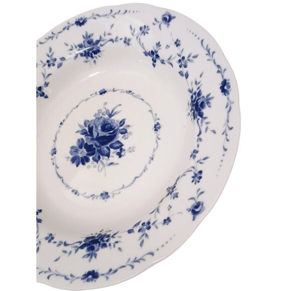 1940s Hoya China 9" Soup Plate Blue Flowers Japan Porcelain Floral Replacement - Picture 10 of 16